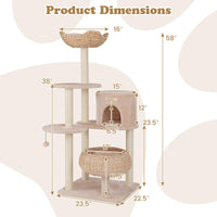 Tangkula Modern Cat Tree 58 Inch Cat Tower