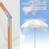Tangkula 6 FT Patio Umbrella with Fringe for Garden