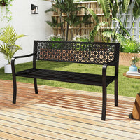Tangkula Metal Outdoor Park Bench 50 Inches Patio Garden Bench