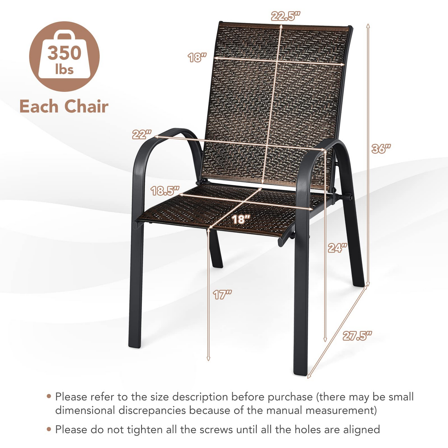 Tangkula Outdoor PE Wicker Stackable Chairs