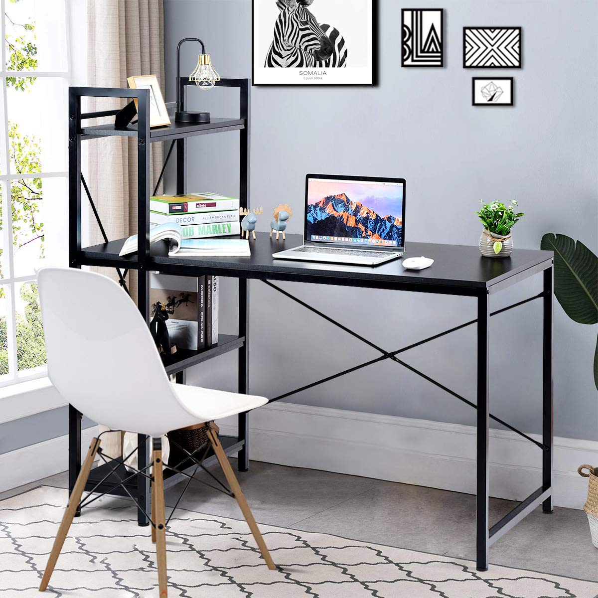 Tangkula Computer Desk with Storage Bookshelves