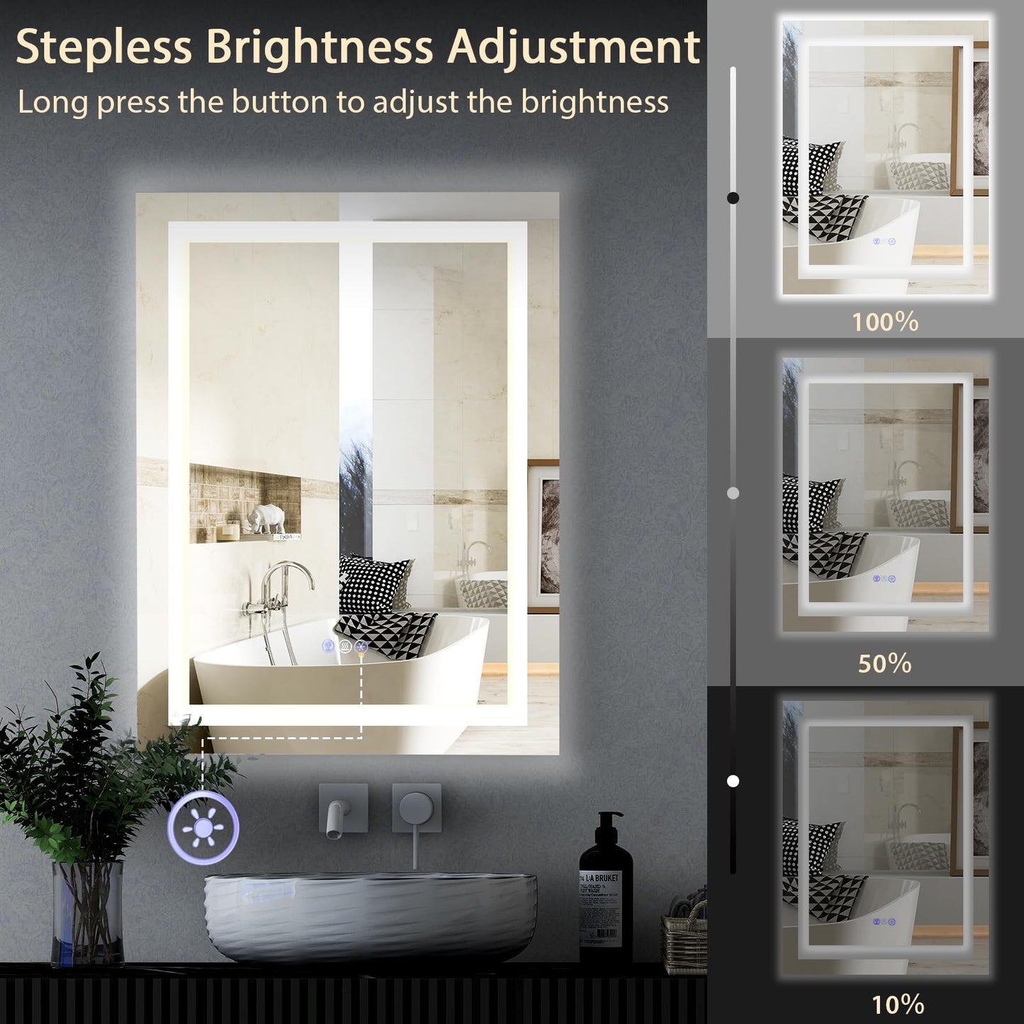 Tangkula 32" x 24" LED Bathroom Wall Mirror, RGB Backlit Dimmable Vanity Makeup Mirror