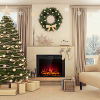 Tangkula Recessed Electric Fireplace, 26 Inch Fireplace with Adjustable Flame Brightness, LED Screen & Remote Control with Timer