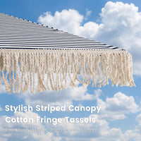 Tangkula 7Ft Patio Umbrella with Fringe 2-Tier Outdoor Boho Umbrella