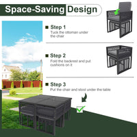 Tangkula 9 Pieces Patio Dining Set with PE Rattan Chairs