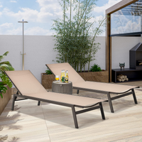 Tangkula Outdoor Chaise Lounge Chair, 6-Position Adjustable Reclining Chair with Breathable Fabric and Heavy Duty Steel Frame