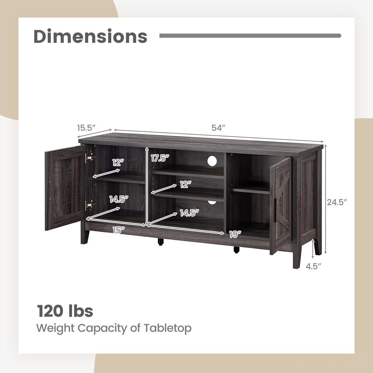 Tangkula Farmhouse TV Stand for TVs up to 65 Inches