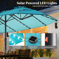 Tangkula 11 Pieces Rattan Outdoor Dining Set with 15Ft Solar Patio Umbrella for 8