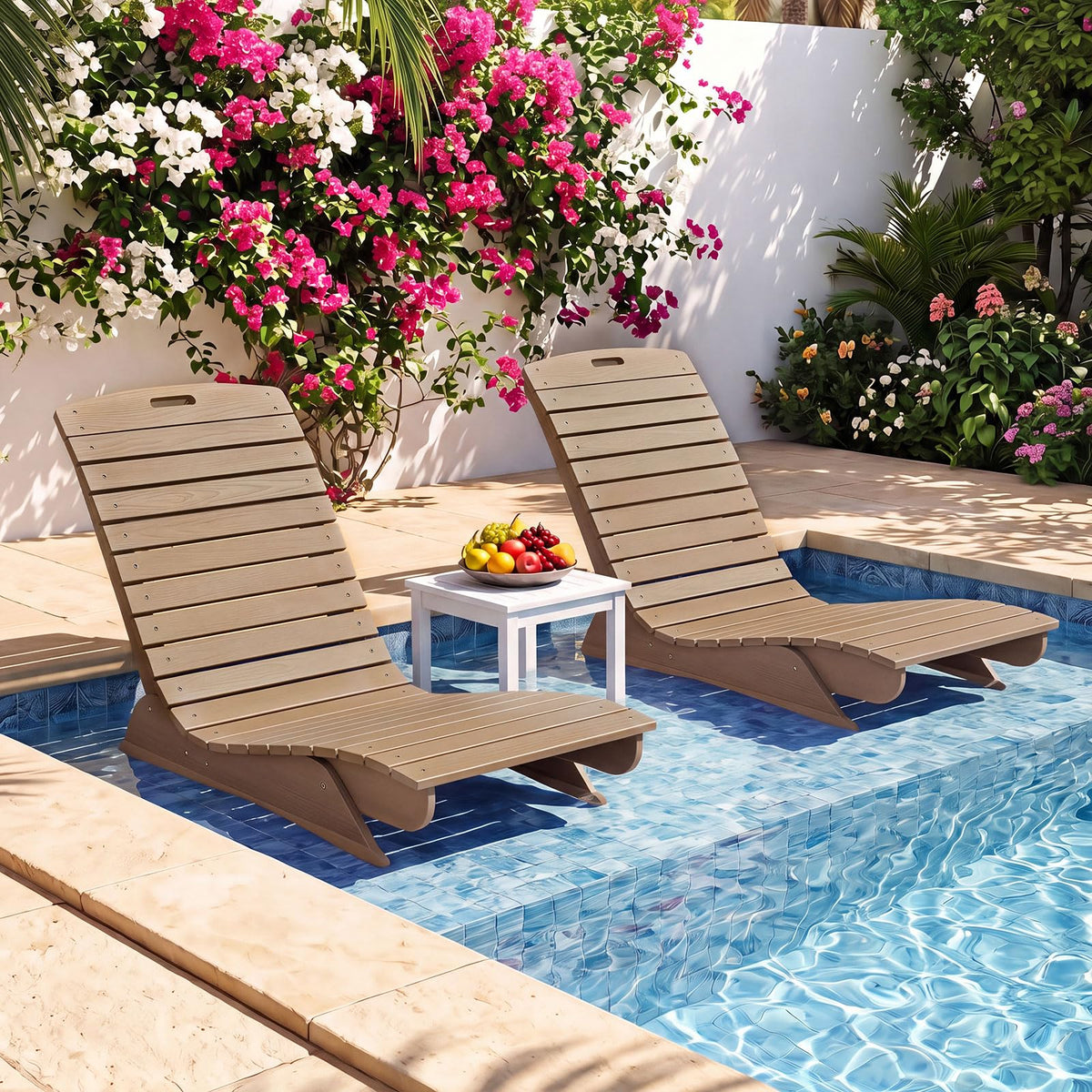 Chaise longue Tangkula en PEHD pour piscine, pour une profondeur d'eau de 5,5" à 8,5"