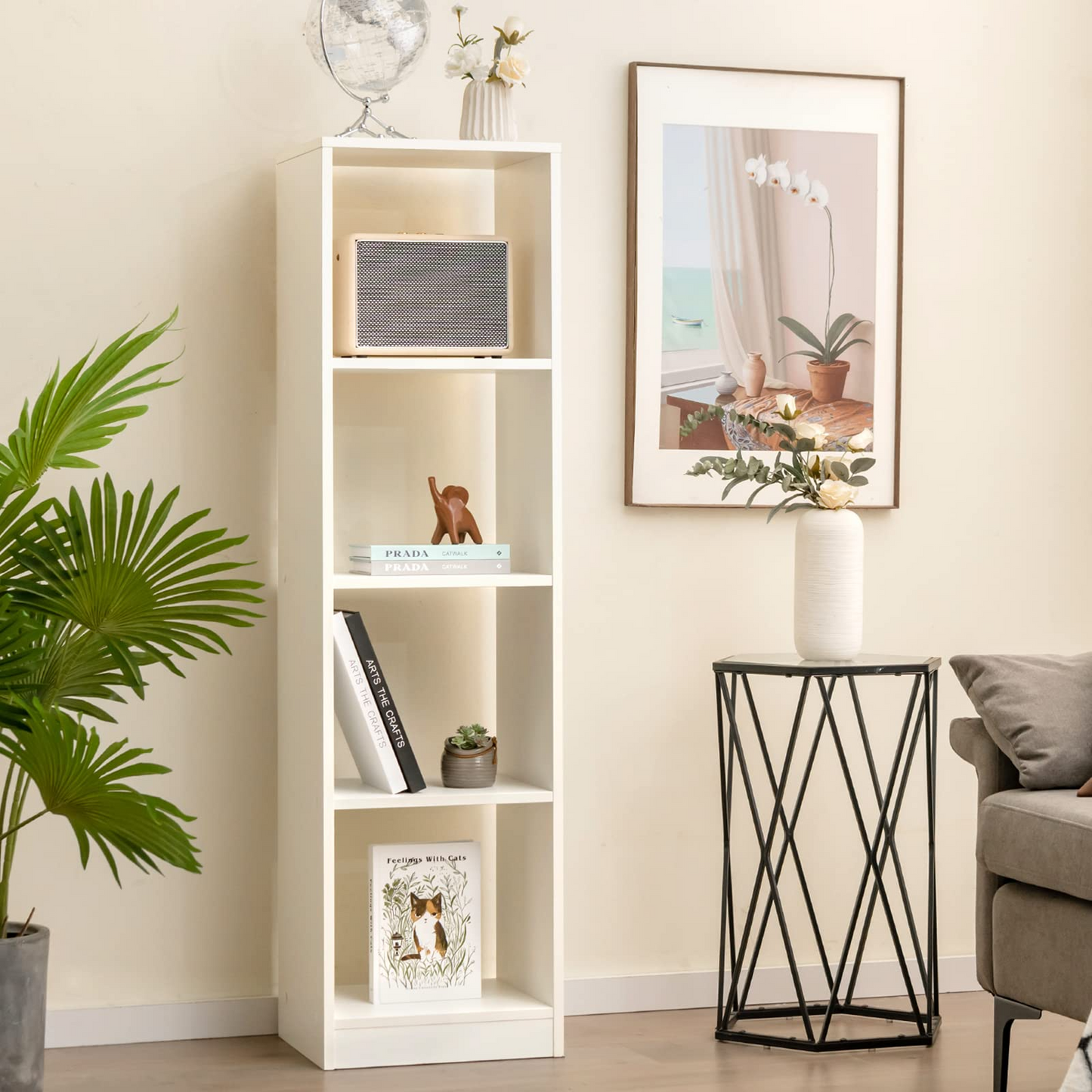 Tangkula 4 Cube Bookshelf, Freestanding 5 Tier Open Bookcase