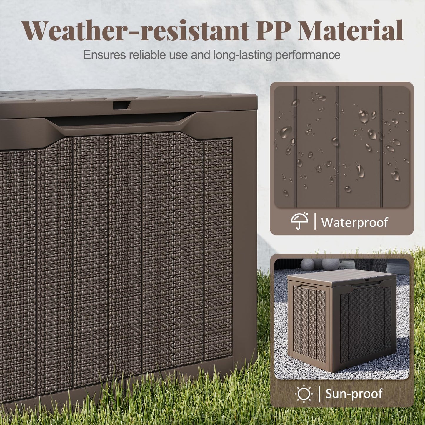 Tangkula 30 Gallon Outdoor Storage Box Resin Storage Bench with Lockable Lid