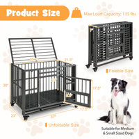 Tangkula Foldable Dog Crate, 3-Door Heavy Duty Dog Kennel with Removable Crate Tray
