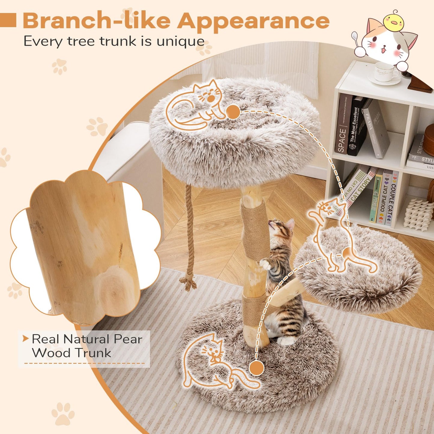 Arbre à chat moderne Tangkula avec poteau à griffer pour chatons d'intérieur