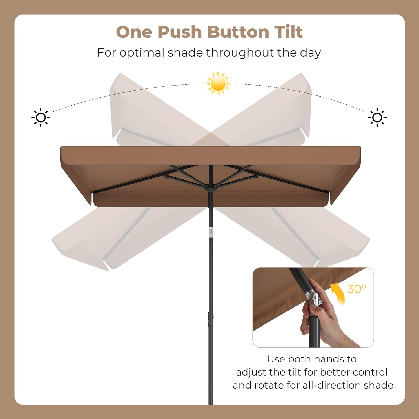 Tangkula 6.5 x 4.3 FT Rectangular Patio Umbrella