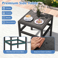 Tangkula 3 Piece Patio Furniture Set with 2 Modern Rattan Armchair and 25 Inch Squire Side Table