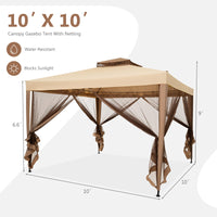 Tangkula 10x10 Ft Outdoor Gazebo with Zippered Mesh Netting
