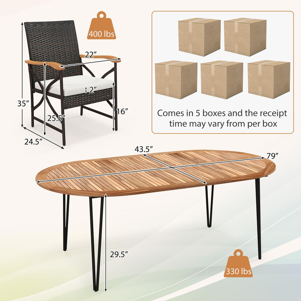Tangkula 9 Pieces Patio Rattan Dining Set for Garden