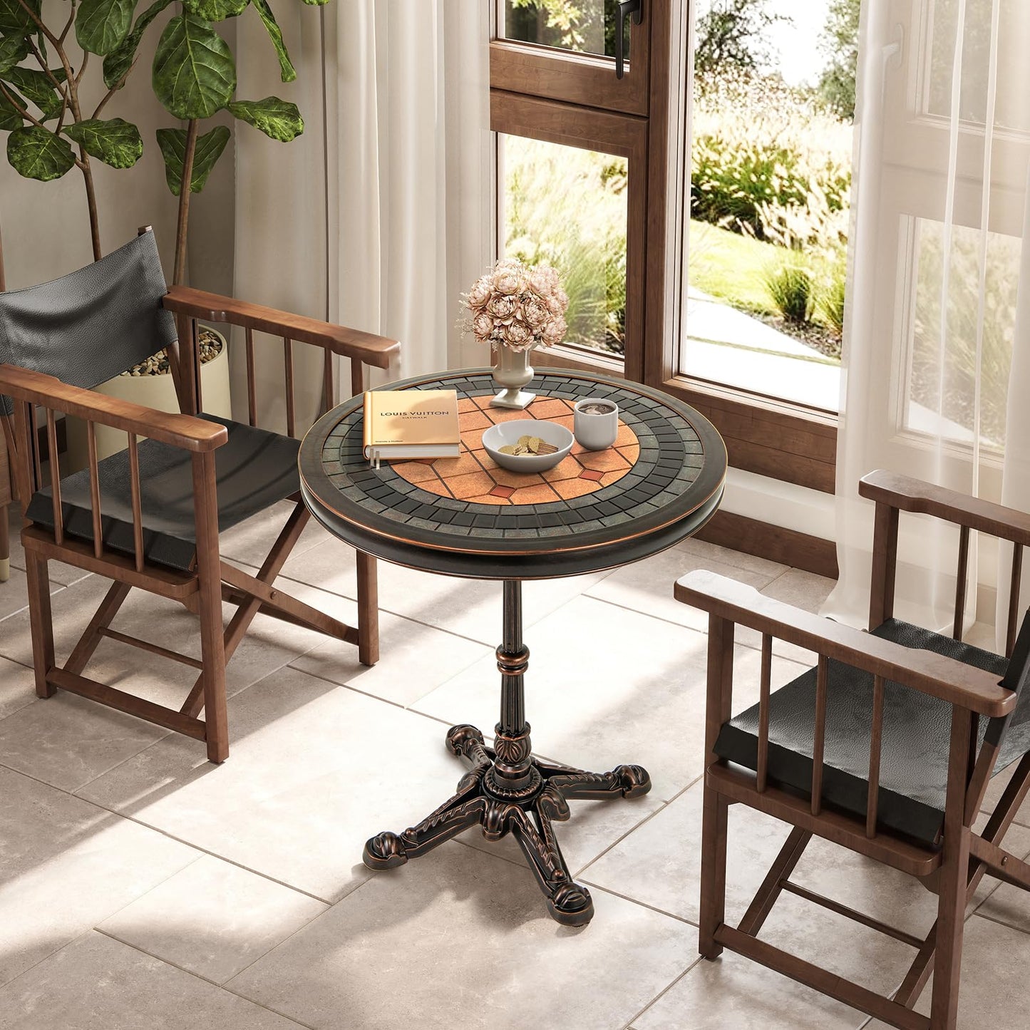 Table de salle à manger ronde Tangkula 24" pour balcon
