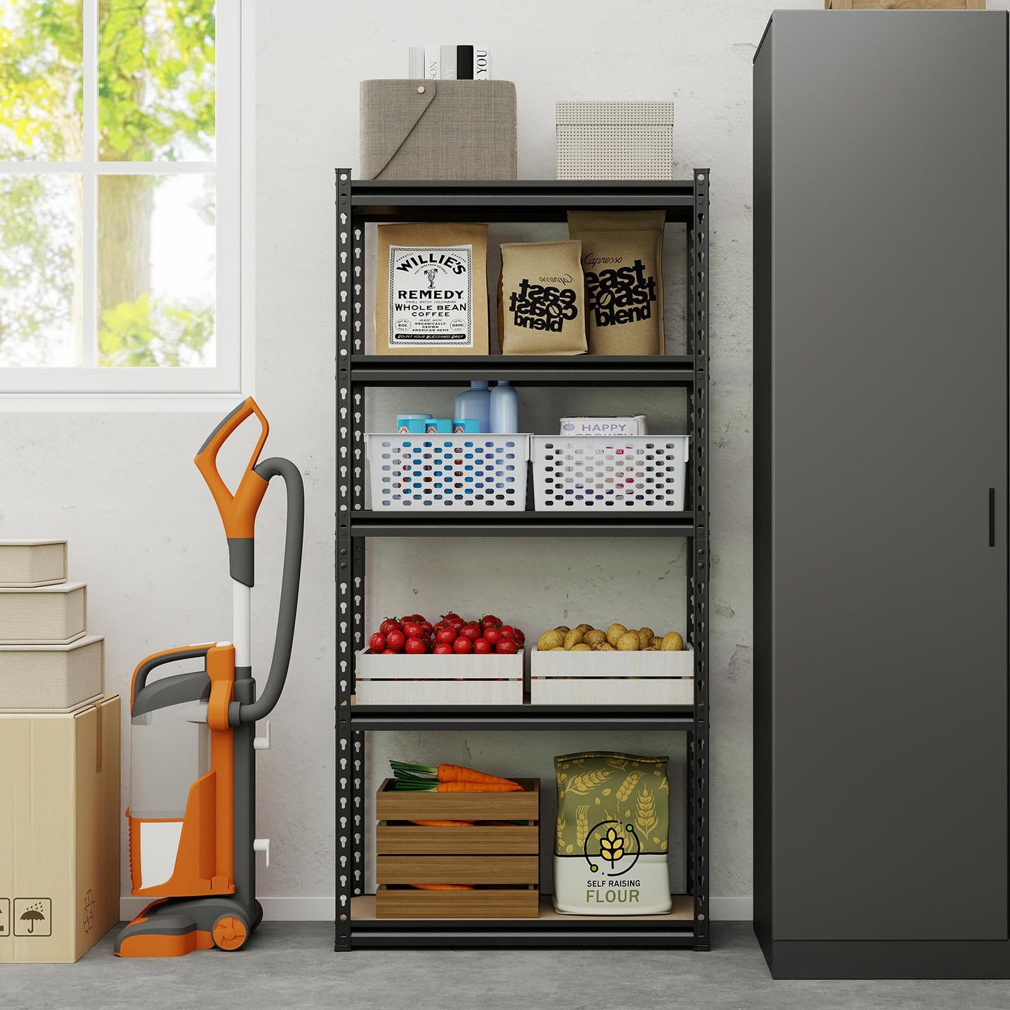 Tangkula 5-Tier Metal Storage Shelves with Adjustable Racks (1/2/3/4)