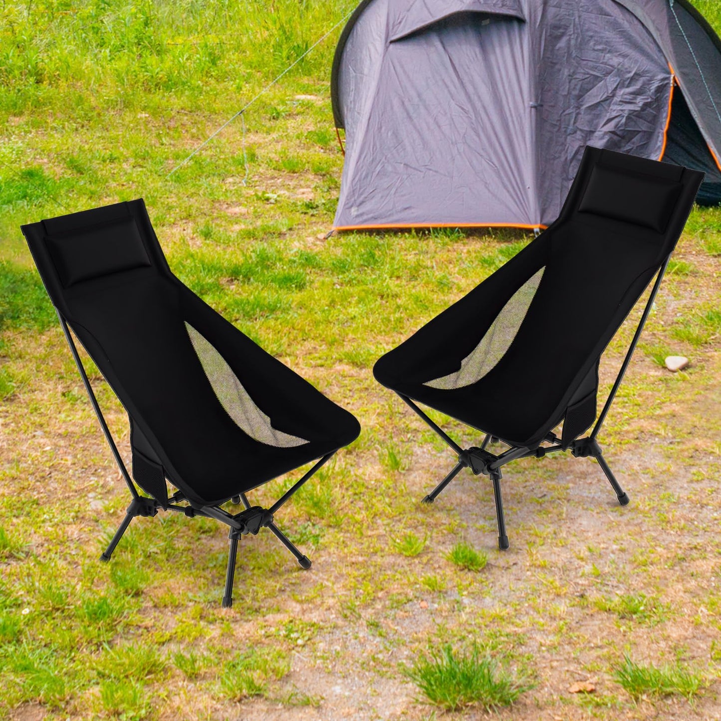 Tangkula Portable High Back Camping Chairs Set for Backpacking Hiking Beach Travel
