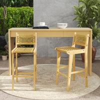 Tangkula Patio Teak Wood Bar Stools（1/2/4）