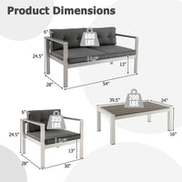 Tangkula 4 Piece Patio Aluminum Sofa Set, Contemporary Sofas & Coffee Table