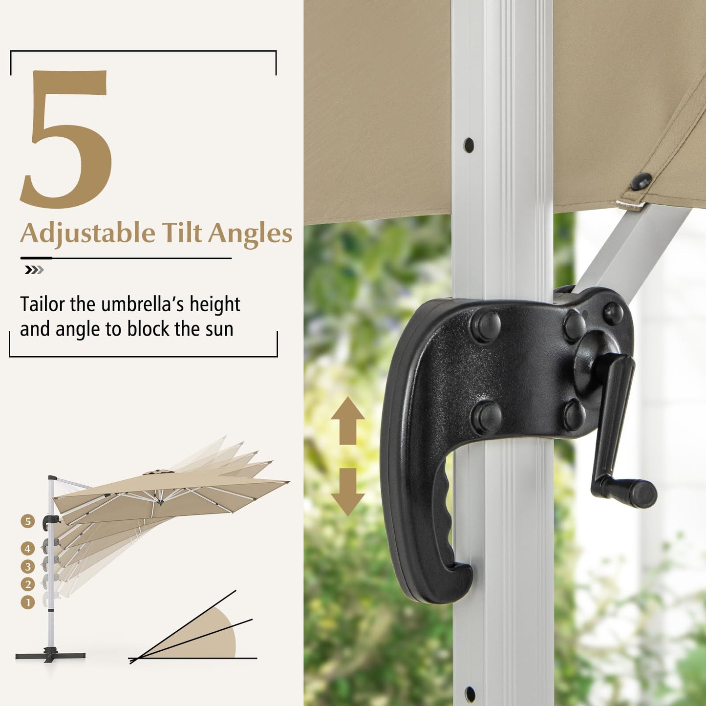 Tangkula 10 ft Square Patio Cantilever Umbrella