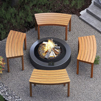 Ensemble de bancs d'extérieur incurvés en bois d'acacia Tangkula