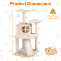 Tangkula Corner Cat Tree with Top Perches & Cozy Condo