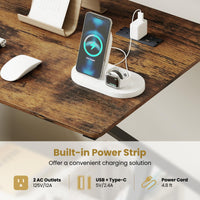 Tangkula Bureau Informatique Mobile de 99 cm avec Prises de Courant, Support Moniteur et Étagère de Rangement