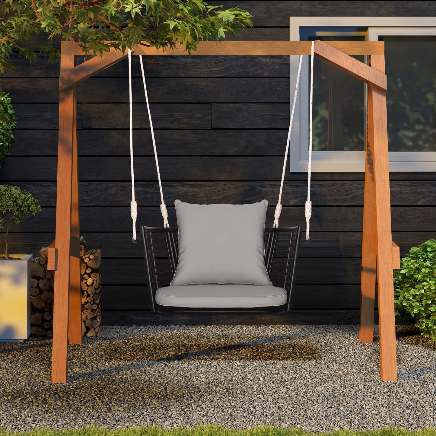 Tangkula Outdoor Metal Porch Swing for Front Porch