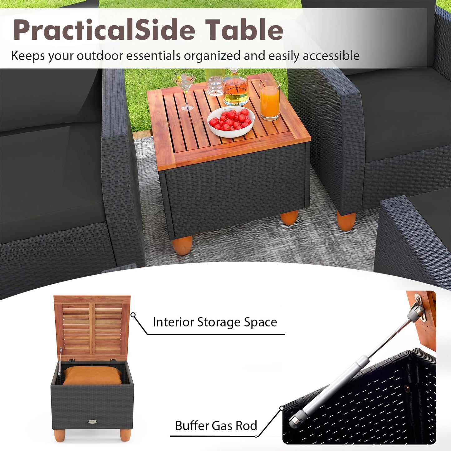 Tangkula 5 Pieces Patio Furniture Set with Coffee Table