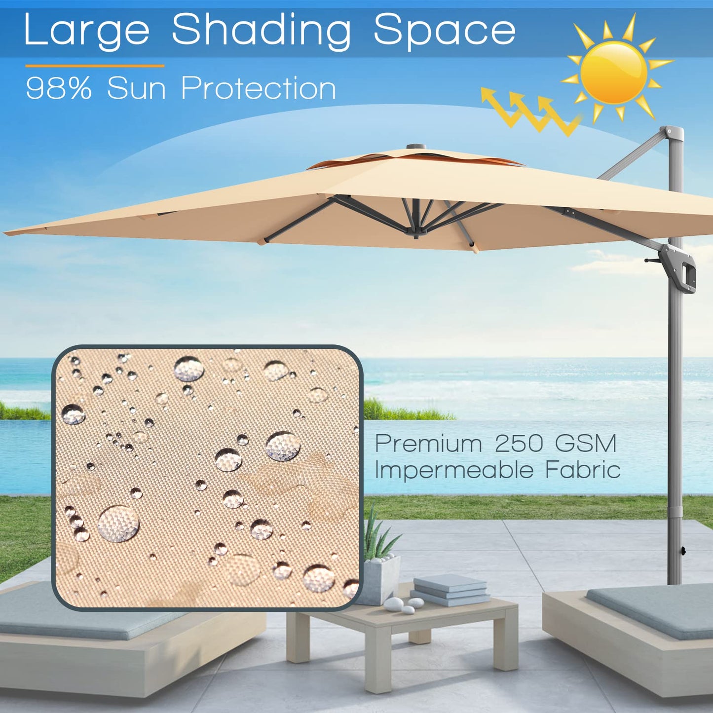 Tangkula 10FT Patio Cantilever Umbrella for Garden
