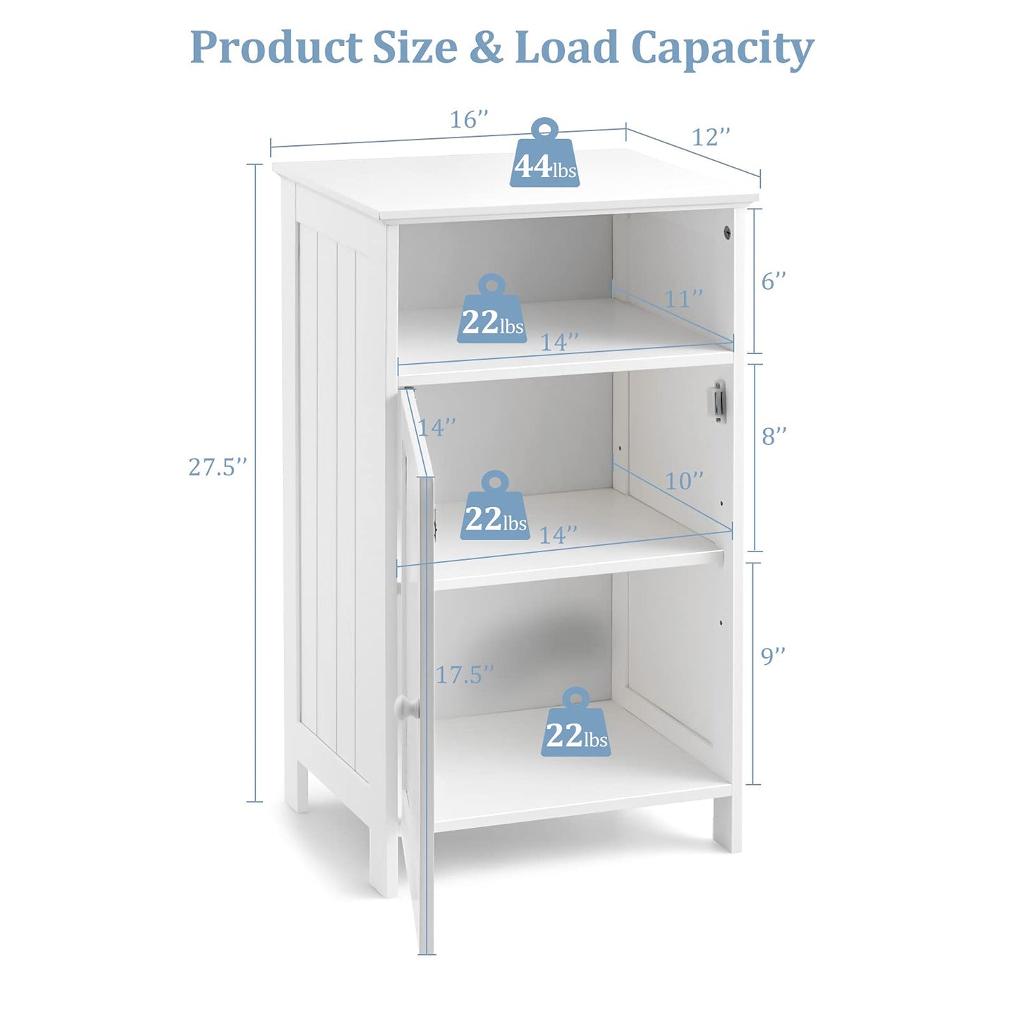 Tangkula Bathroom Floor Storage Cabinet