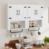 Tangkula Bathroom Wall Cabinet with 2 Barn Doors & Metal Towel Bar