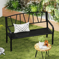 Tangkula Metal Patio Park Bench with Curved Armrests