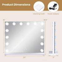 Tangkula Miroir de Maquillage 50,8 x 43,2 cm avec 14 Ampoules Modes d'Éclairage et Luminosité Réglables