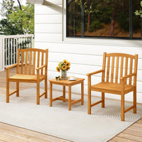 Fauteuils Tangkula en acacia à lattes pour terrasse avec dossier incliné, très résistants