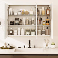 Tangkula 36" Wide Wall Mount Mirrored Bathroom Medicine Cabinet Storage 3 Mirror Door