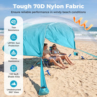 Tangkula 8 Person Wind Powered Beach Tent | 100 Sq.ft UPF50+ Lightweight Beach Sun Shelter