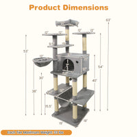 Tangkula 63 Inch Tall Cat Tree with Sisal Scratching Posts