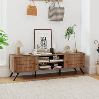 Tangkula 59” Long Media TV Stand with Cable Hole for Living Room