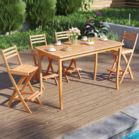 Tangkula Patio Folding Barstool Set with Backrest & Footrest
