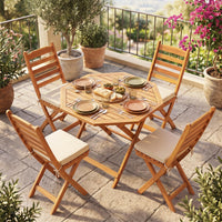 Tangkula 37.5" Acacia Wood Octagonal Folding Patio Table for 4