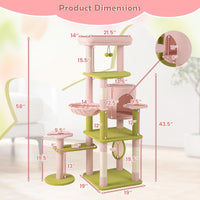 Tangkula Flower Cat Tree, 58 Inch Tall Cat Tower with Plush Padded Top Perch