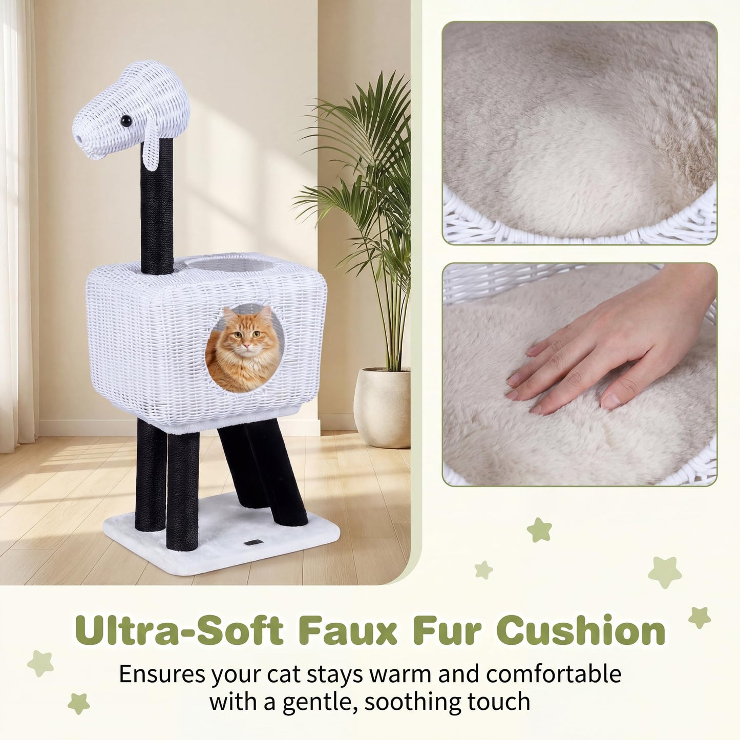 Tangkula 43 Inch Modern Rattan Cat Tree