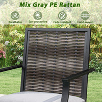 Tangkula 3 Pieces Outdoor Swivel Bar Set High Top Patio Bar Table and Rattan Wicker Chairs