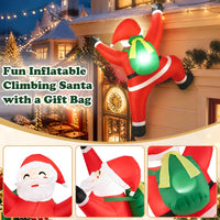 Tangkula 5.9 FT Christmas Inflatable Outdoor Climbing Santa Decoration