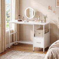 Tangkula White Desk with Storage Drawer & Shelf
