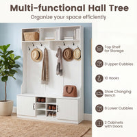Tangkula 6-in-1 Hall Tree with Coat Rack and Shoe Storage